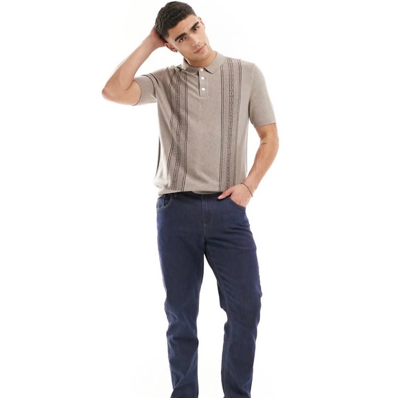 Abercrombie & Fitch Other - Abercrombie & Fitch Men’s Front Blocked Stripe Knit Polo XXL Tan